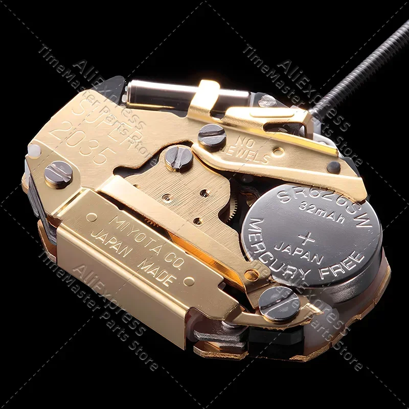 New Miyota Super 2035 Quartz Movement Golden 3 Hand Precision
