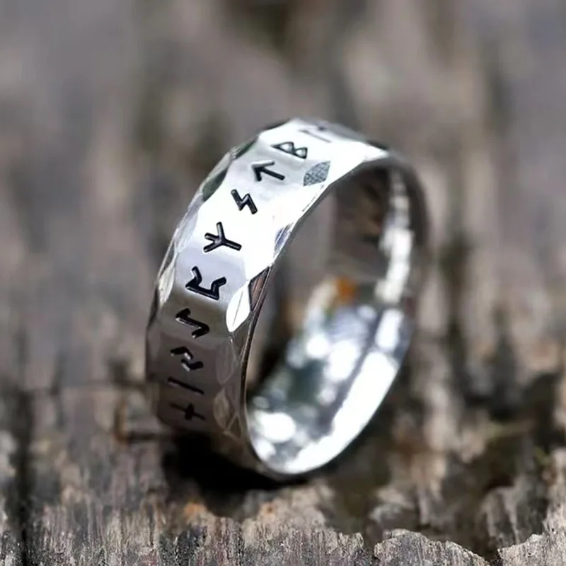 

Nordic Retro Rune Ring For Men Women Simple 316L Stainless Steel Odin Letter Rings Couple Amulet Jewelry Accessoires Gifts