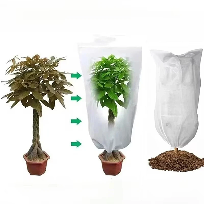 1Pc Non Woven Plant Antifreeze Cover Winter Warm Cover Tree Shrub Plant Protecting Bag Frost Protection For Yard Garden Plants