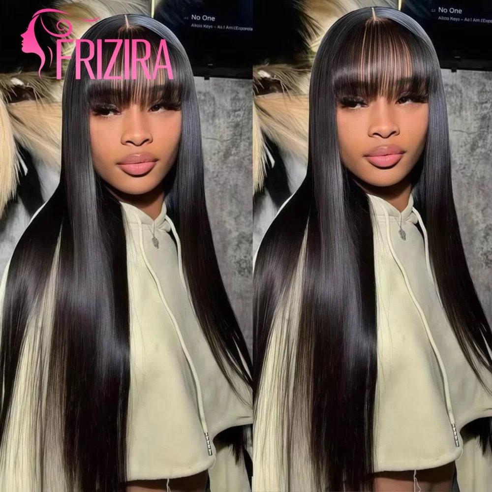 

30 40 дюймов с челкой, прямые человеческие волосы, парики, бесклеевой парик, человеческие волосы, бразильские 3x1, кружевные парики, натуральный черный цвет для женщин