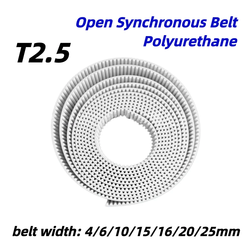 T2.5 PU Timing Belt Pitch 5mm Open End Steel Kevlar Cord Polyurethane Synchronous Belt Tooth Conveyor Transmission Belt
