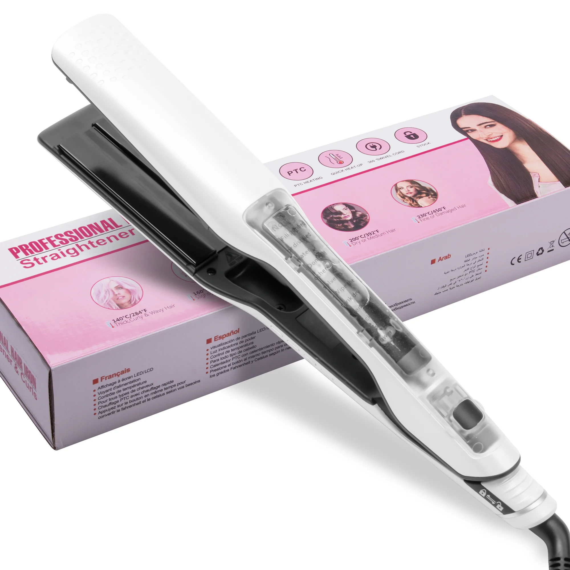 

Steam Hair Straightener Professional Salon Nano Titanium Ceramic Steam Flat Iron Hair Straightening Irons for Smooth