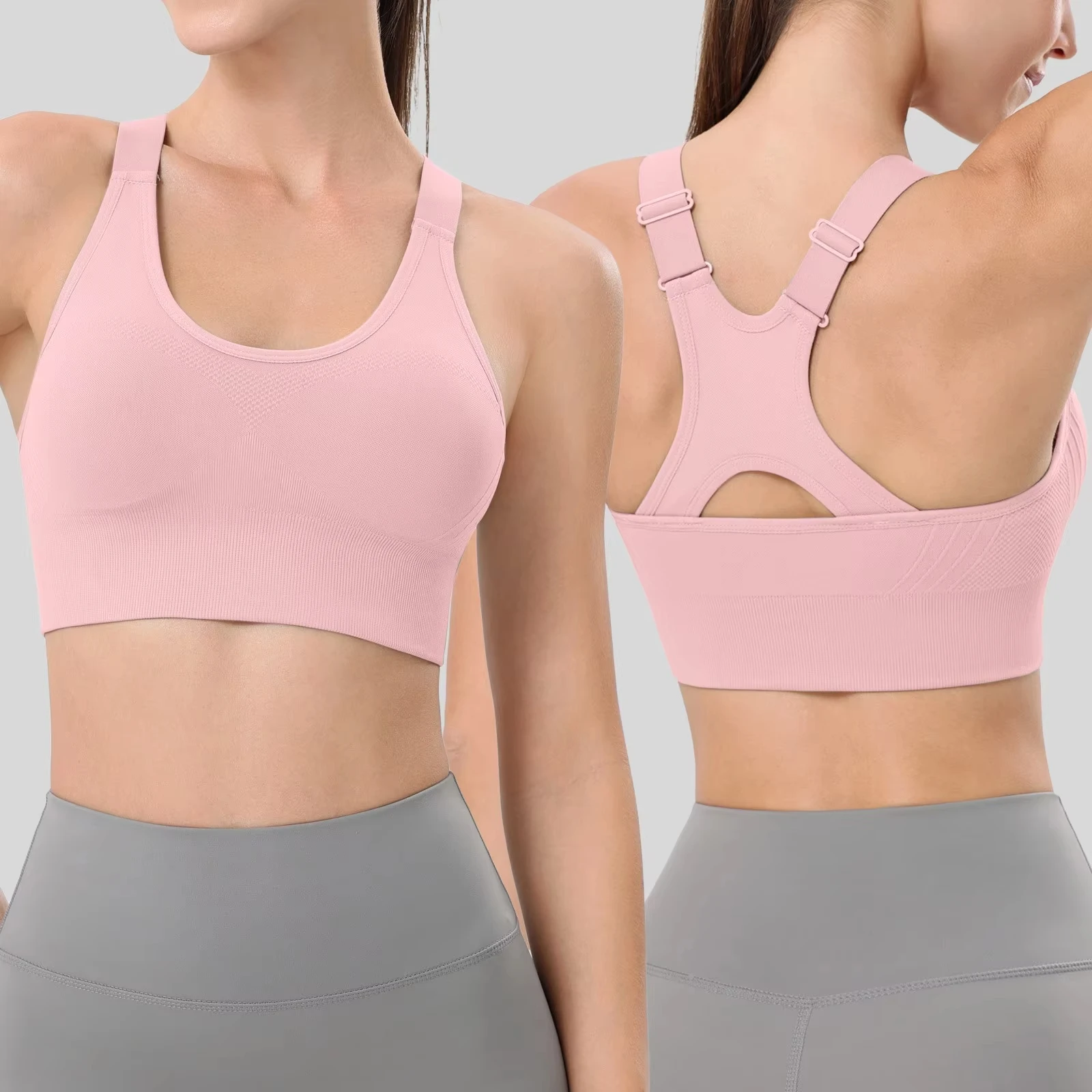Beautiful Back Sports Bras For Women Seamless Adjustable Strap Shockproof Elastic Fitness Athletic Brassiere Slim Yoga Top