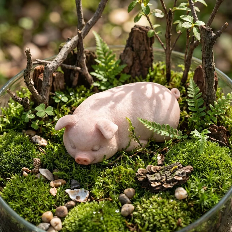 Resin Simulation Pig Sculpture Ornaments Living Room Outdoor Courtyard Balcony Animal Statue Display Crafts Garden Decoration