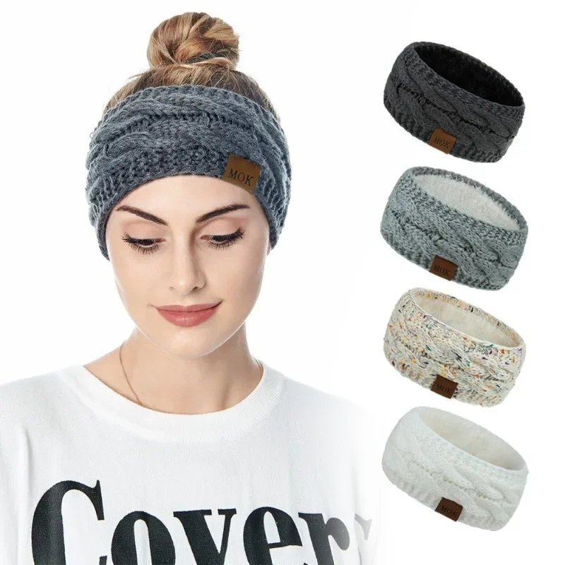 

Winter Warm Wide Elastic Hair Band Plush Headband Solid Wide Turban Ear Warmer Hairband Soft Hair Accessories Headwear FADAI02