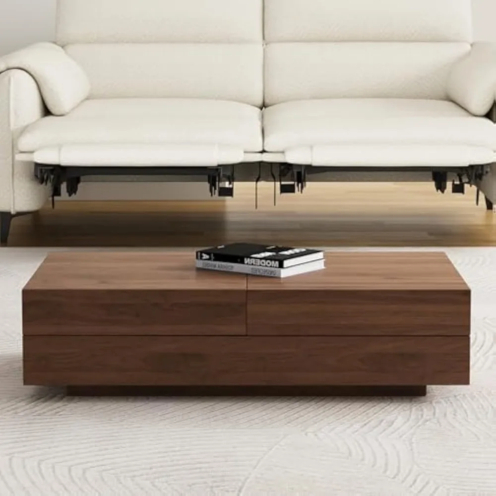 Mid-Century Modern Coffee Table – Expandable 47.2"-81.8" Storage Center Table | for Living Room Use