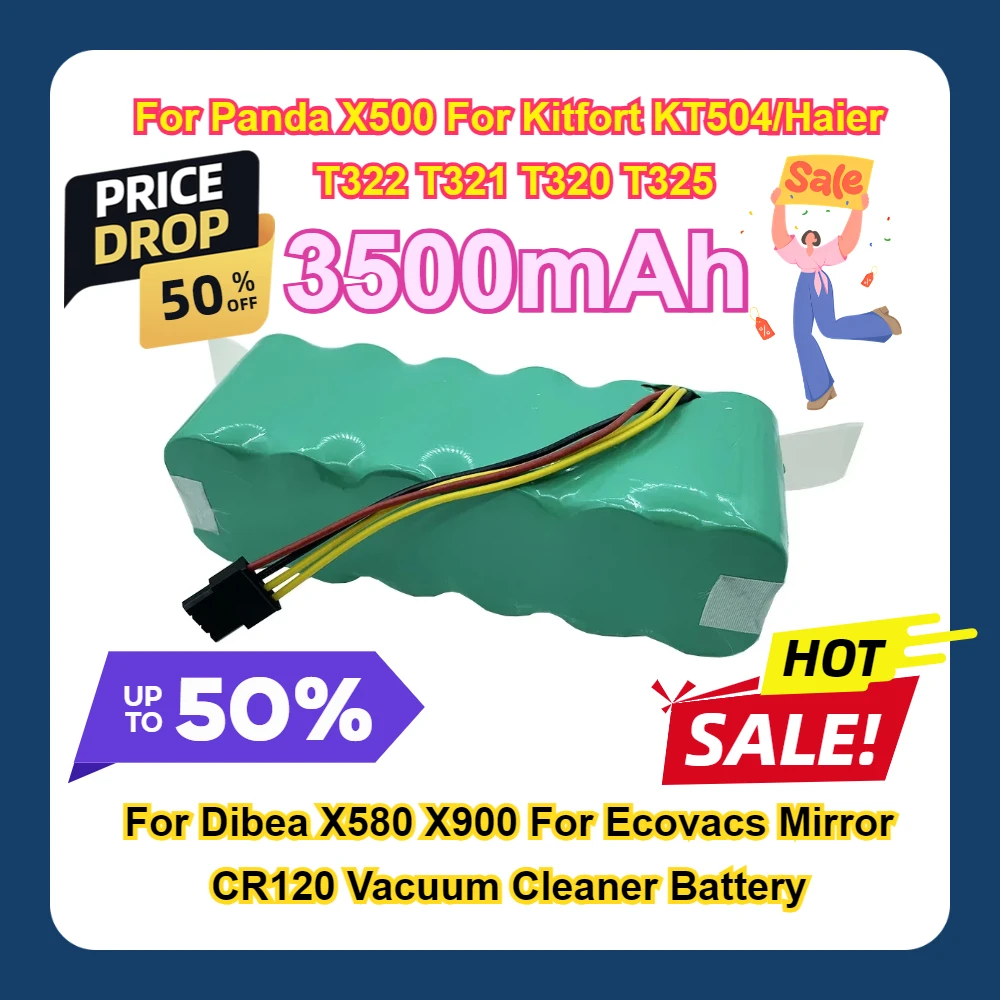 

For Panda X500 For Kitfort KT504/Haier T322 T321 T320 T325 For Dibea X580 X900 For Ecovacs Mirror CR120 Vacuum Cleaner Battery