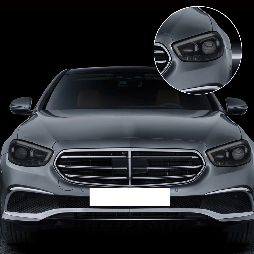 For Mercedes Benz A/B/C/E/S Class Smoke Black High Gloss Pre-Cut TPU Headlight Protective Film PPF Anti-Scratch Vinyl Wrap Kit - view 4