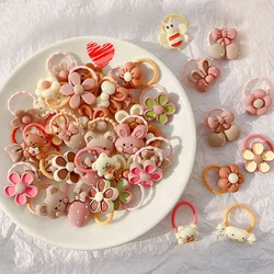 Bandas Elásticas coreanas para el pelo para niña, lazos para el pelo con dibujos animados de Chocolate, oso, conejo, goma de mascar, soporte para cola de caballo, 10 Uds.