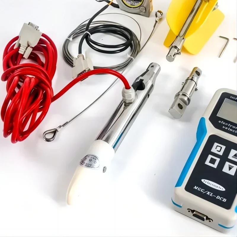 Flow Speed Meter Water Flow Velocity Meter Flow Rate Meter with Speed Range 0.01-5.00 m/s LCD Display Stylus Positioning