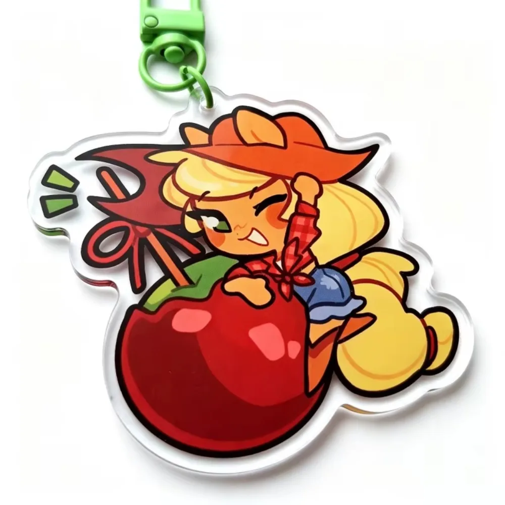 Acrylic Keychain - Applejack, Twilight Sparkle, Rainbow Dash, Fluttershy, Rarity Chibi Food Theme Bag Charm Gift for Fans view 2