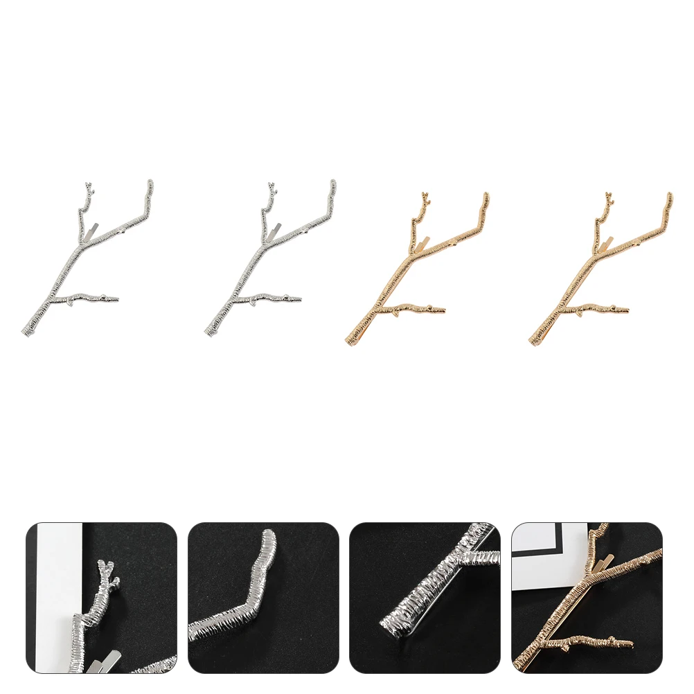 

4 Pcs Quality Alloy Branch Hair Clips Vintage Design Creative Headdress for Women