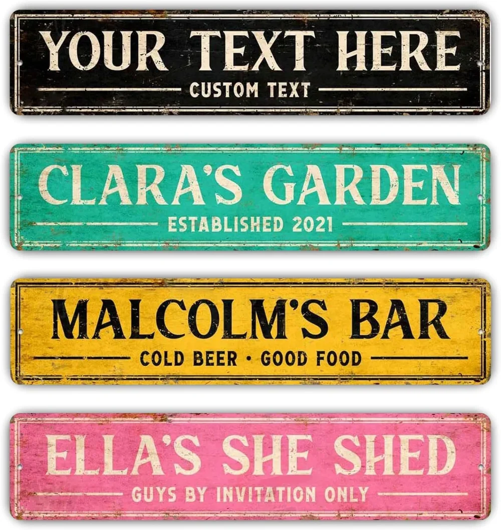 Custom Outdoor Metal Signs Personalized Street Sign Create Your Own Vintage Design for Indoor Outdoor Use Choose Color Size