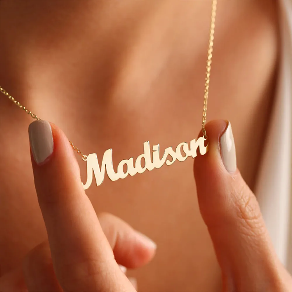 Custom Personalized Name Necklace For Women Stainless Steel Chain Choker Nameplate Necklace Fashion Jewelry Christma Gift