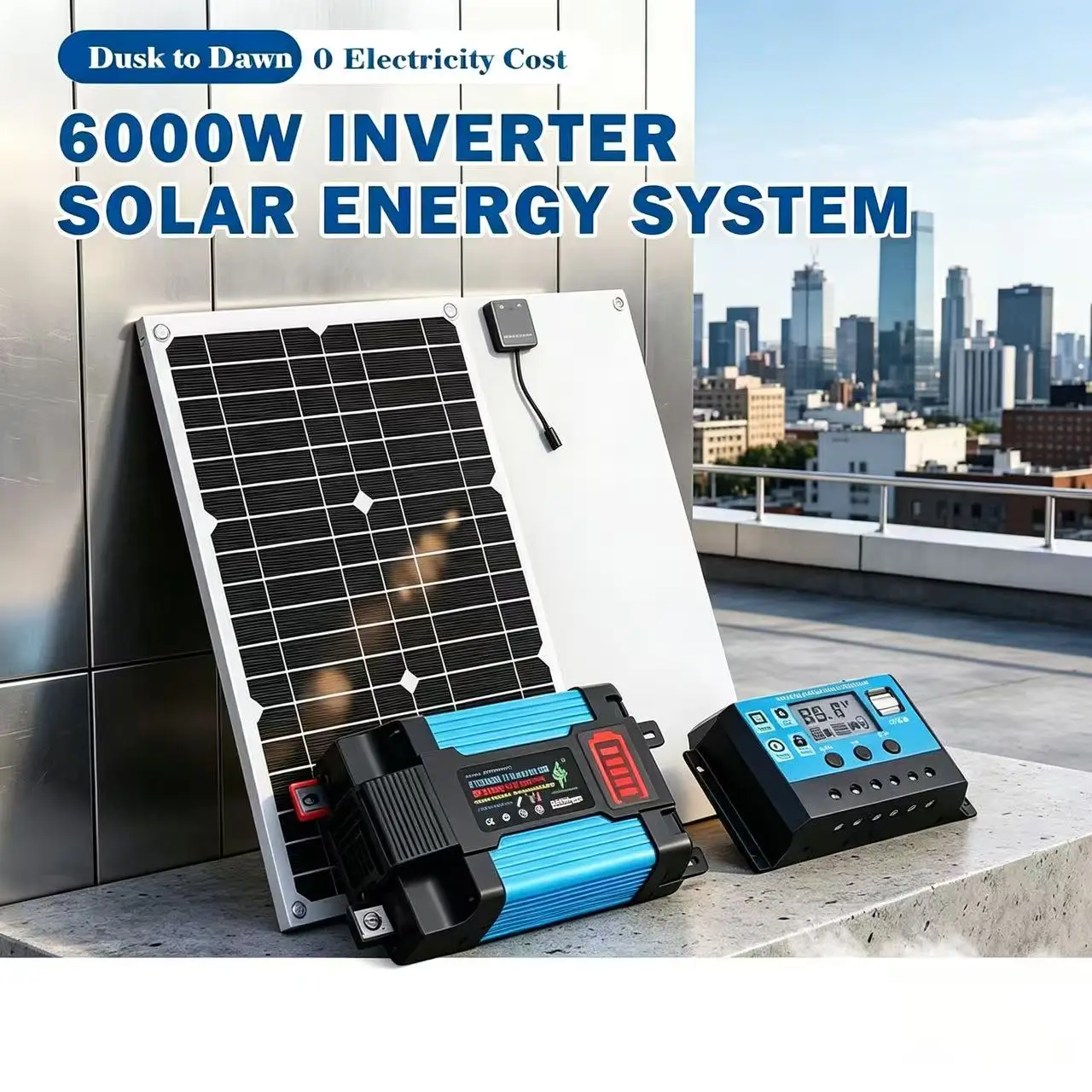 Falownik solarny 6000W DC 12V na AC 220V z inteligentnym ładowaniem do zasilania domowego, kampera, łodzi i systemów solarnych off-grid. — zdjęcie produktu 3