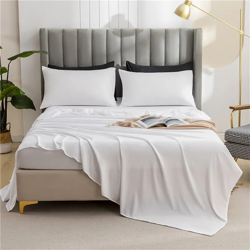 Bonenjoy Flat Sheet Fitted Sheet Pillowcase Solid Color Bed Sheet Set Twin/Full/Quee/King Size Bedding Home Bed Linen sábanas