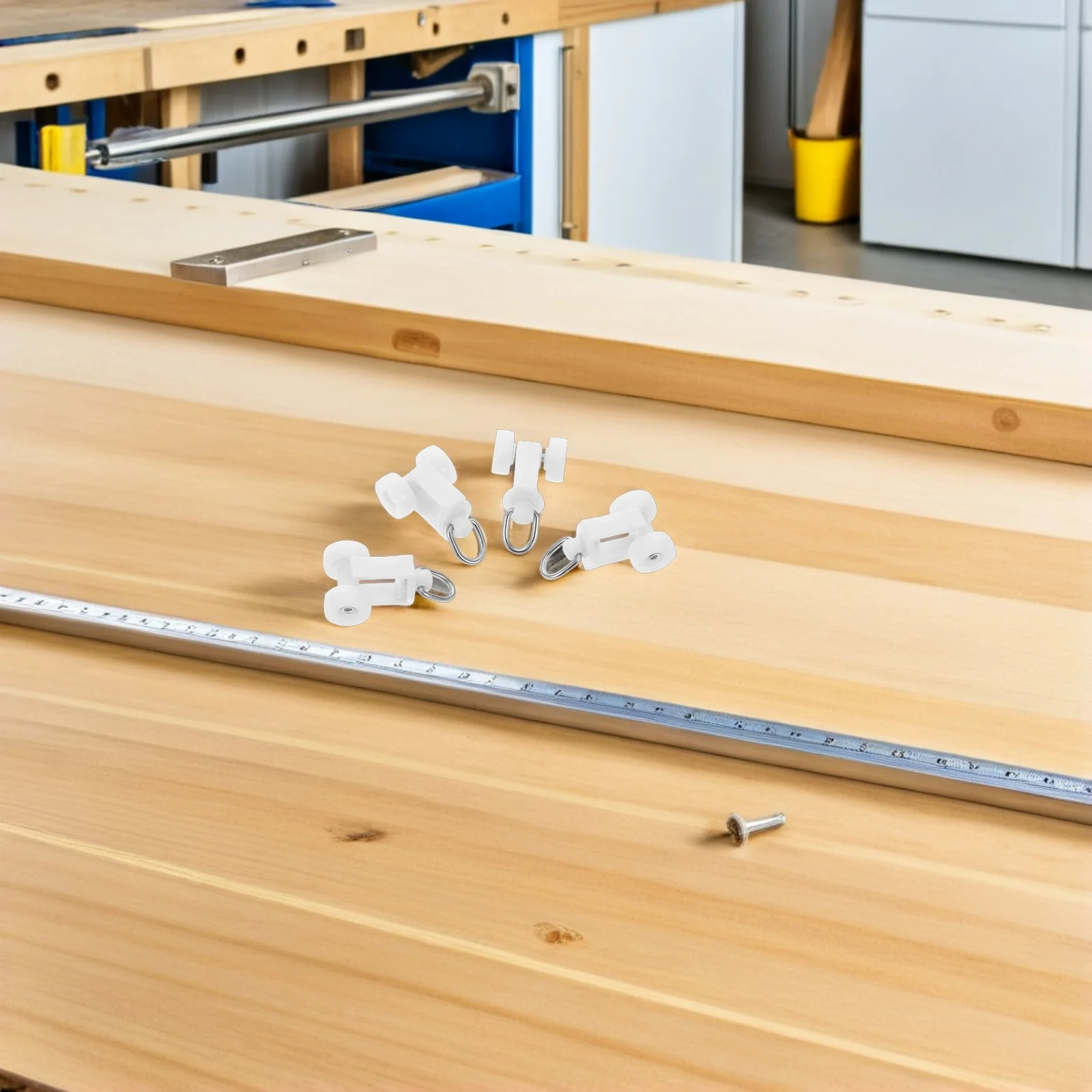 

100pcs Gliders Curtain Track Wheel Fixing Device Curtain Hanging Rail Track Pulley Rail Wheeled Carriers 0.98\