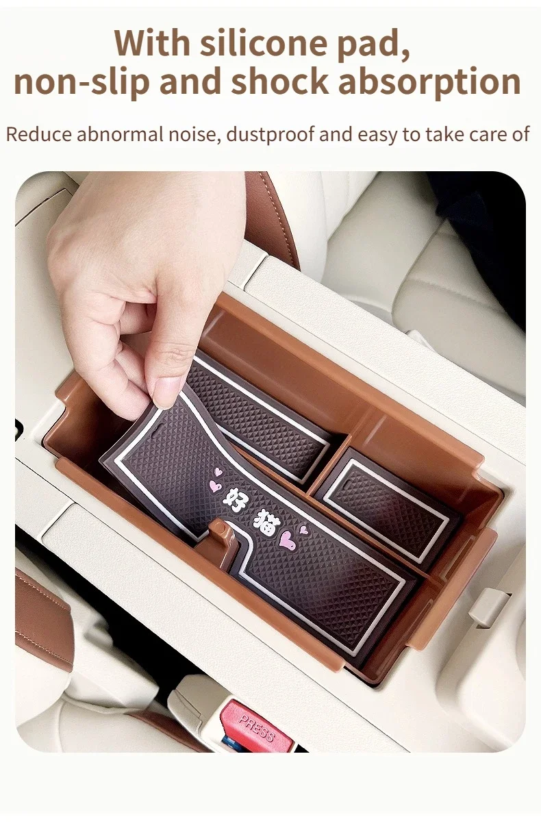 Car Armrest Storage Box Layered Center Console Organizer Car Interior Divider Tray Accessory For GWM ORA 03 Funky Cat 2023-2025