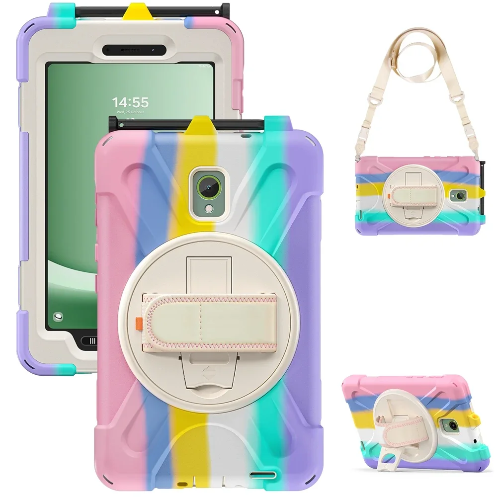 Tablet Cover For Samsung Galaxy Tab Active 3 2020 T570 T575 T577 Shockproof Kids Safe PC Silicon Stand Case With Shoulder Strap