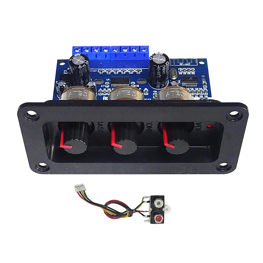 Papan penguat daya Digital saluran 2.1 + kabel Audio AUX 2x25W + 50W BT5.0 papan Amplifier Kelas D DC12-20V