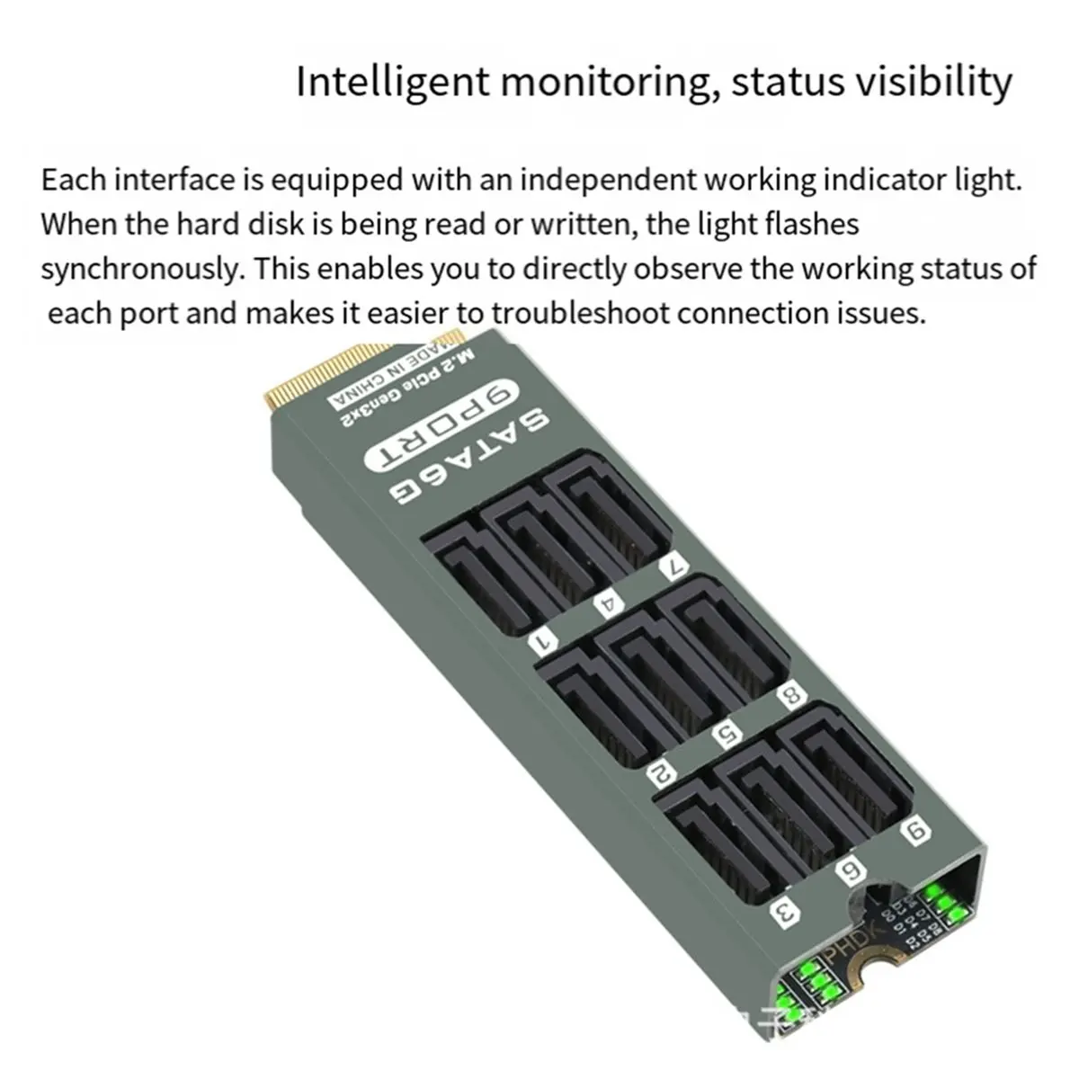 Y1056A*☀▃1 Set PH519 M2 PCIe SATA6Gbps 9-Port Expansion Card Nvme Mkey Supports Network Storage Hard Disk Expansion with Shell
