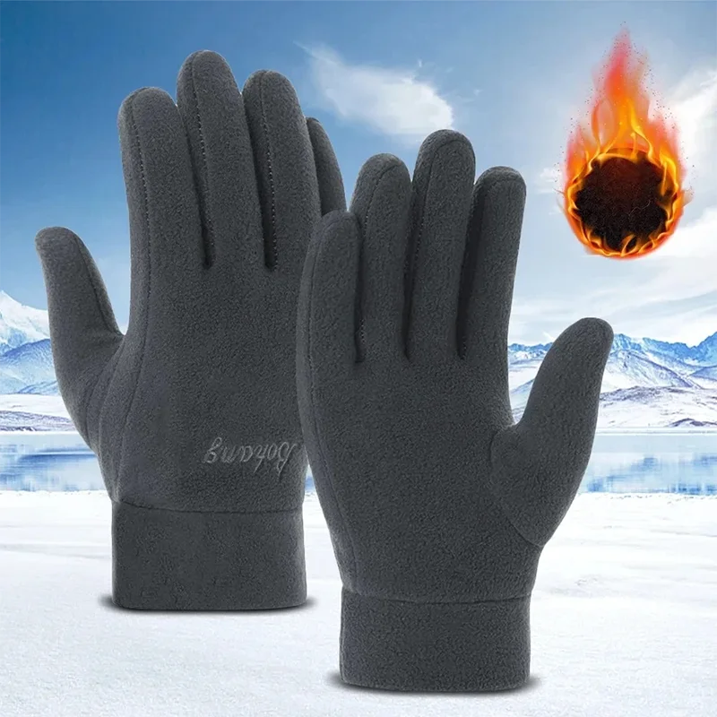 Winter Thick Warm Gloves for Men and Women All Finger Cold Windproof Outdoor Running Skiing Cycling Finger Gloves Accessories