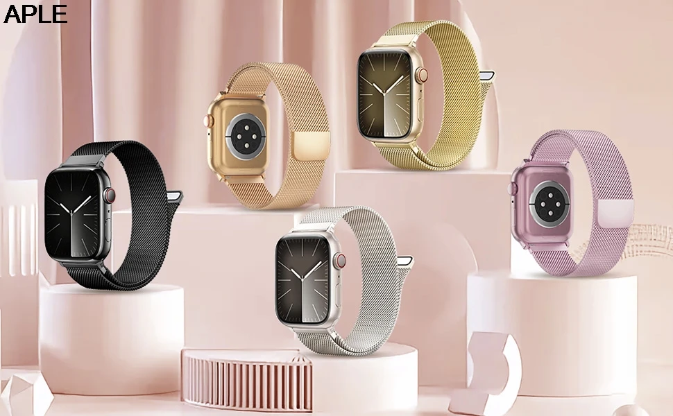 Cinturino per orologio ad anello milanese per apple Watch ultra 2 band 49mm 44mm 40mm 41mm 45 38 46 42mm Bracciale iwatch Series10 9 6 5 SE 7 8 3