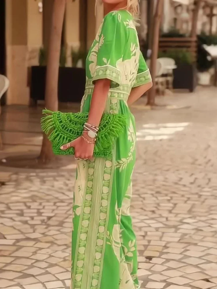 하프 슬리브 패치 워크 세련된 점프 슈트, 여성 여름 넓은 다리 바지 패션 Playsuits, 새로운 딥 브이 넥 숙녀 바디 슈트 streetwear