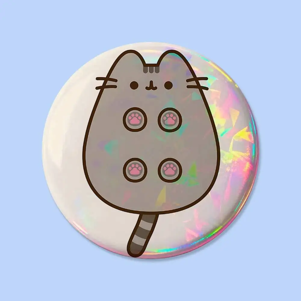 Kawaii P-Pusheen Abzeichen, Runde Kreative Anstecknadel, Brosche, Taschendekoration, Accessoires für Fans, Sammler, Freunde, Geschenke – Detail 11