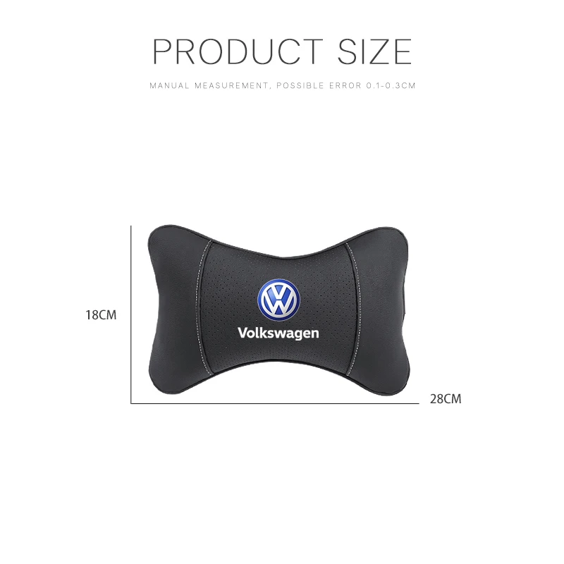 1Pcs Car Seat Headrest Auto Logo Neck Pillow For Volkswagen Polo Golf Tiguan Passat Touareg Magotan ID.3 Touran Beetle T-Cross