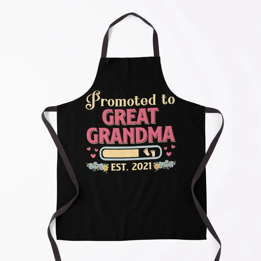 

Promoted To Great Grandma Est. 2021 Apron waiter Kitchen Items Women's Dresses Salon Apron