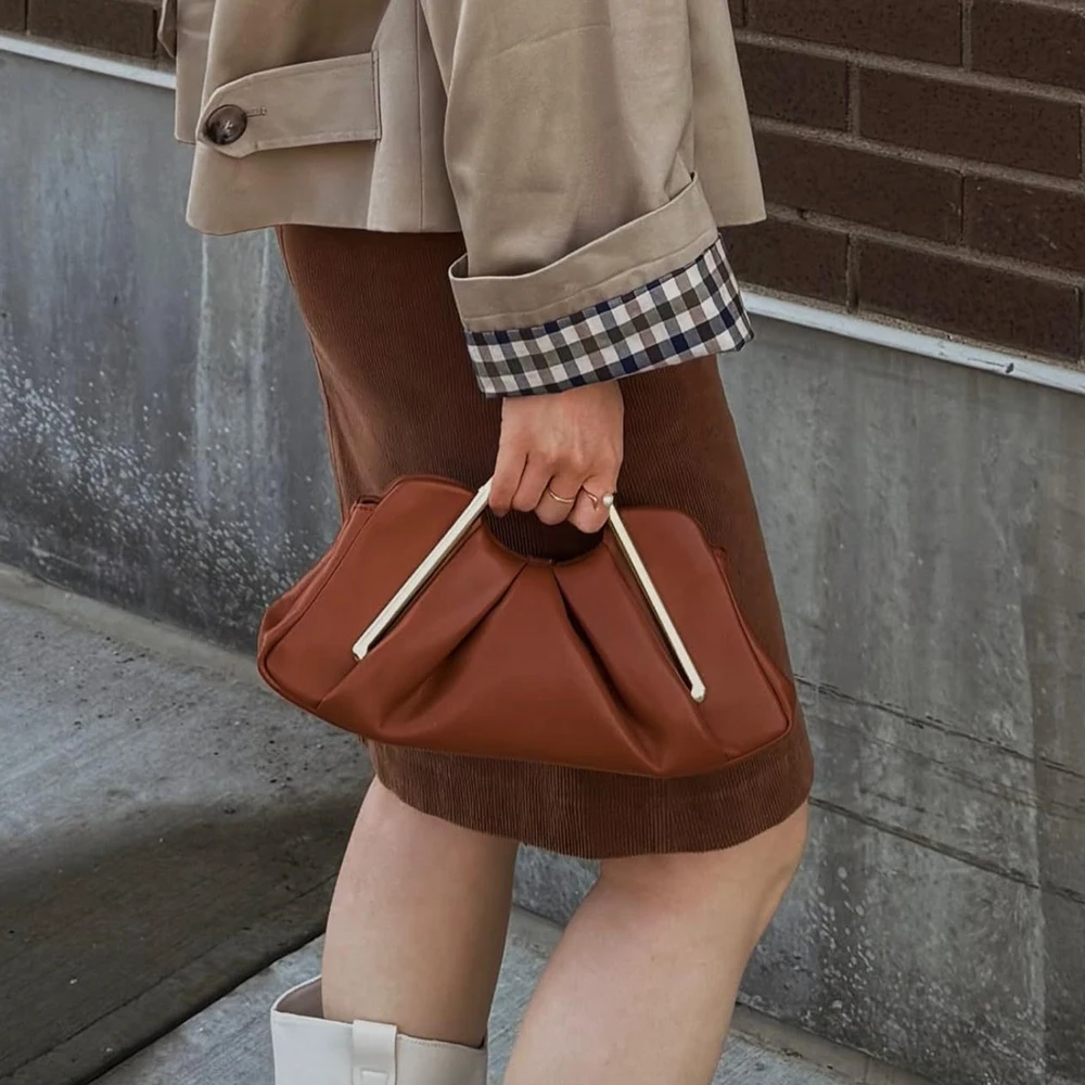 حقائب سهرة فاخرة على شكل نصف قمر للنساء حقائب يد حقيبة مصممة جديدة من جلد البولي يوريثان حقيبة كتف بنمط التمساح وحفلات الزفاف #2