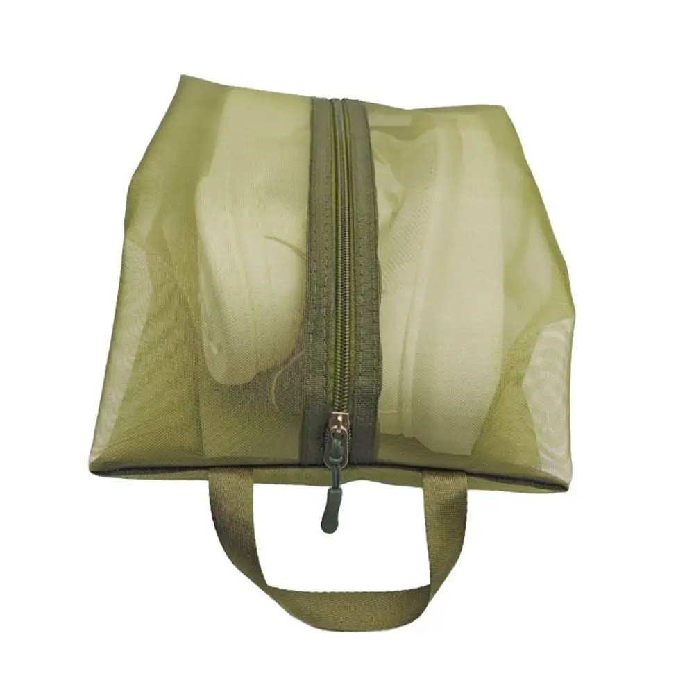 Sac de rangement pour chaussures portable avec fermeture éclair, en maille transparente, anti-poussière, organisateur de chaussures de voyage léger avec poignée, pochette pour baskets