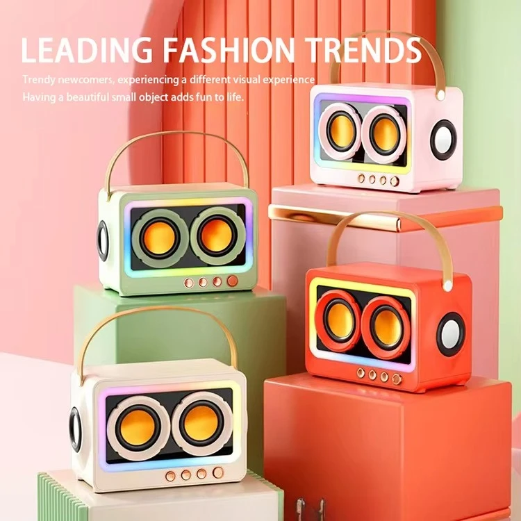 popular DC RGB light effect dual speaker 360 degree surround sound system noise reduction TF card high fidelity home wireless