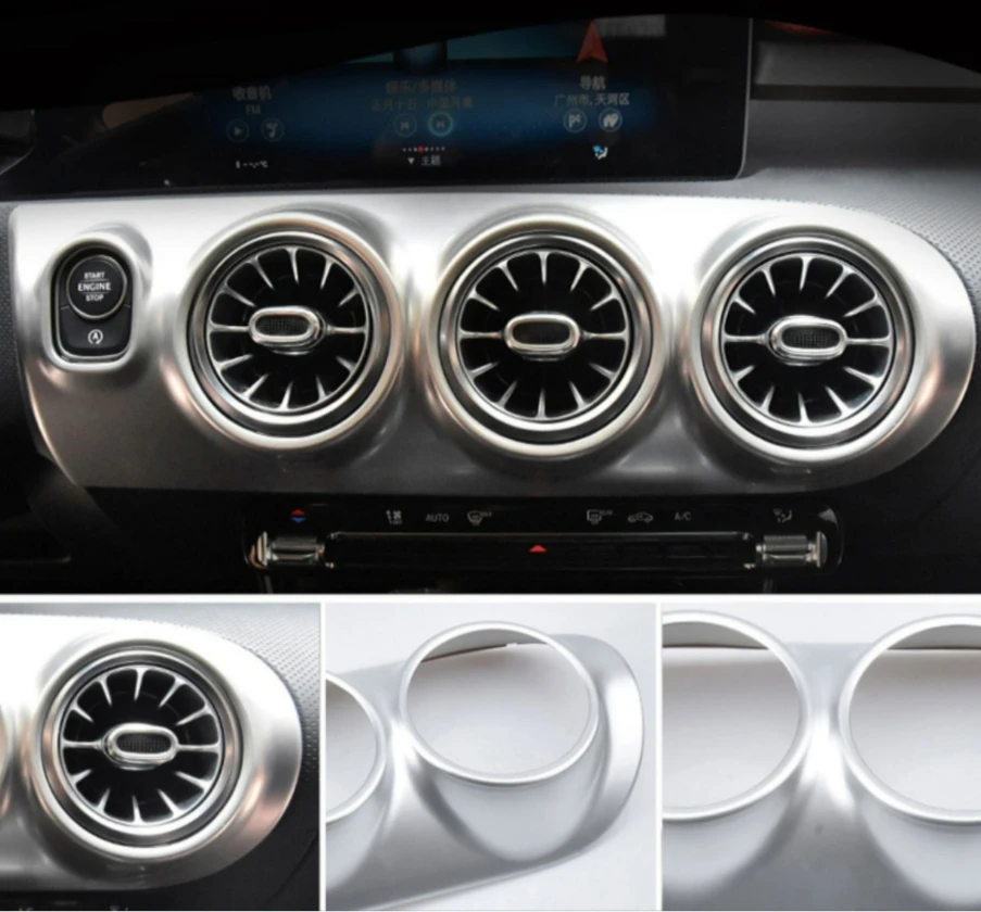 لمرسيدس بنز الفئة A180 A200 A220 2019 - 2022 الملحقات الداخلية مركز تكييف الهواء منفذ التيار المتردد تنفيس غطاء إطاري #1