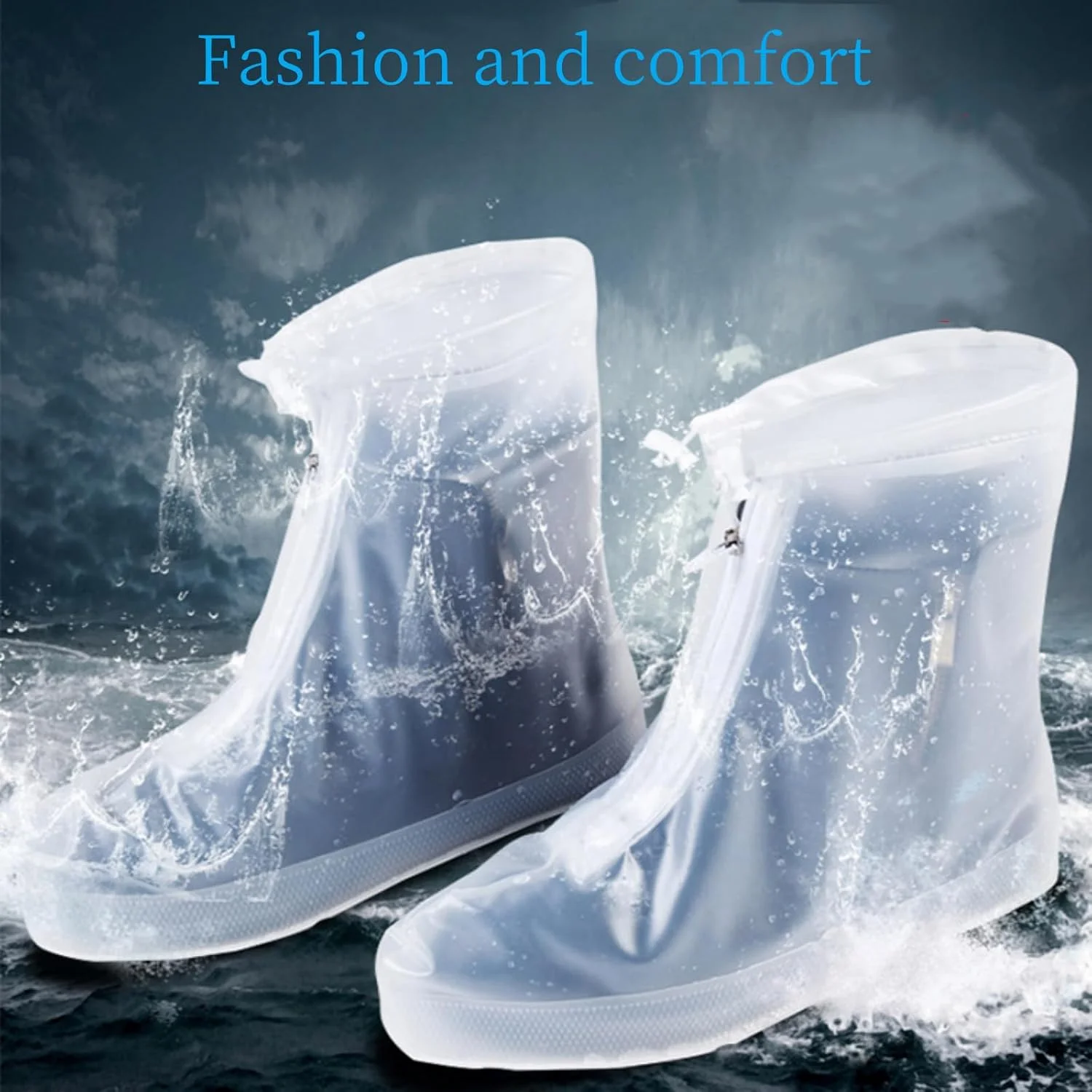 1 Pair PVC Waterproof Shoe Cover Transparent Reusable Anti-slip Rain Shoe Cover Suitable for Outdoor Men & Women