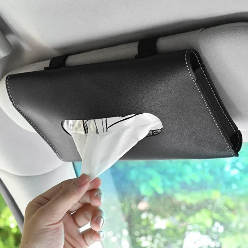 1Pc Car Tissue Boxes Universal Auto Sun Visor Dash-Mounted Board Armrest Tissue Mask Storage Box Holder Car Accessories Interior