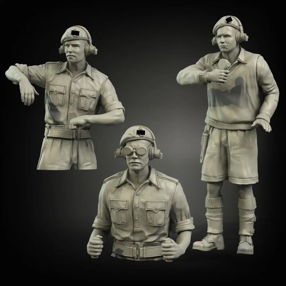 1/35 Scale Resin Figure Model Kit GK British RAC Early Tank Crew N.Africa GK (3 Figures) Unpainted Unassembled DIY Toys
