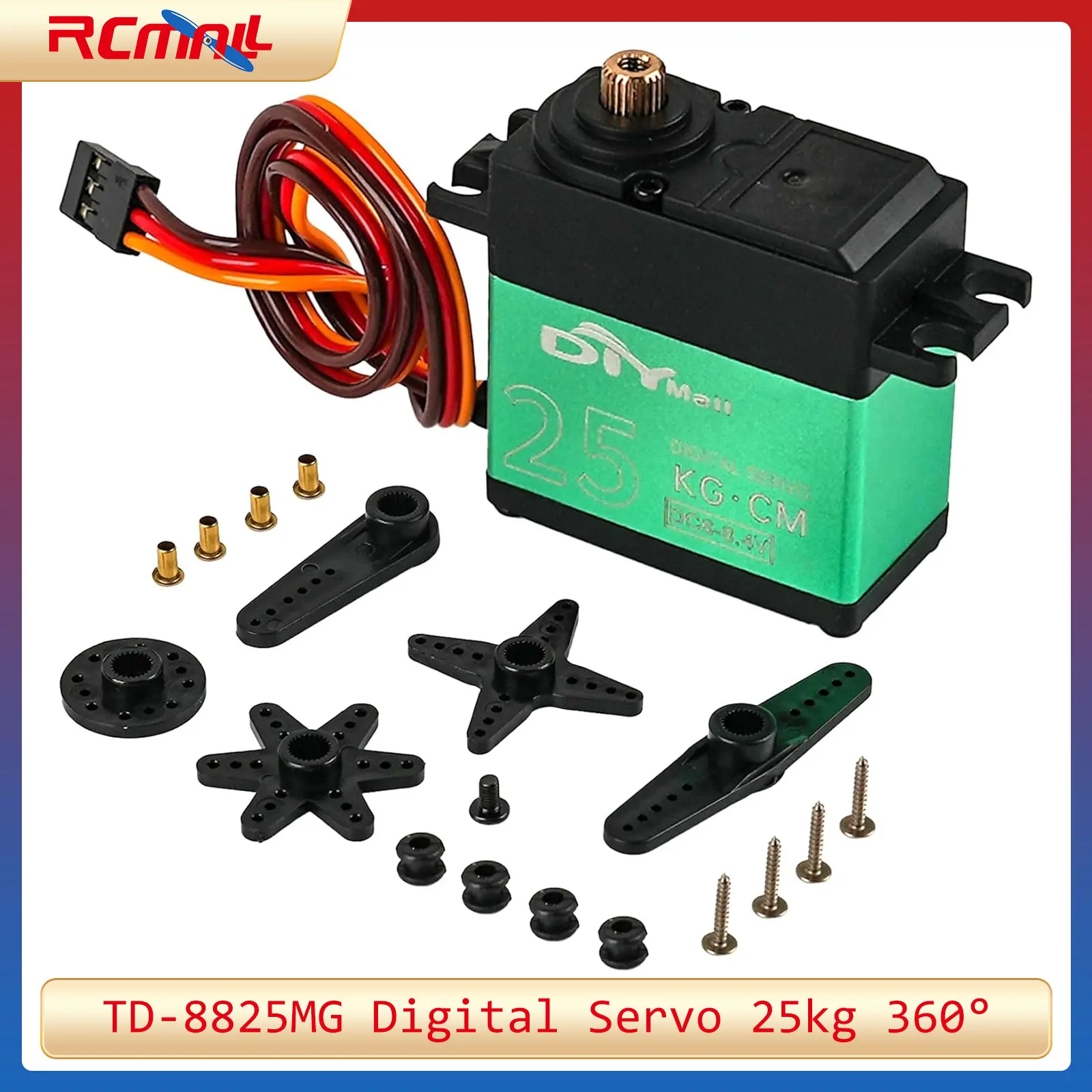 TD-8825MG Digital Servo 25kg High Torque 360 Degree Continuous Rotation Metal Gear RC Servo for Robot Gimbal Car Aircraft
