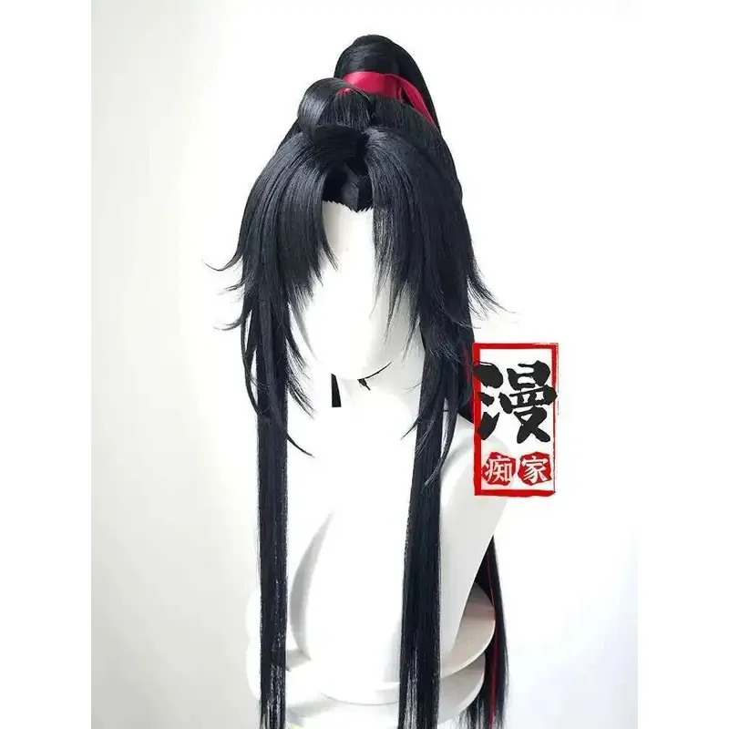 Parrucca in stile Wei Wuxian Maestro della coltivazione demoniaca MDZS Lan Wangji Acconciatura lunga coda di cavallo nera Parrucche personalizzate Puntelli