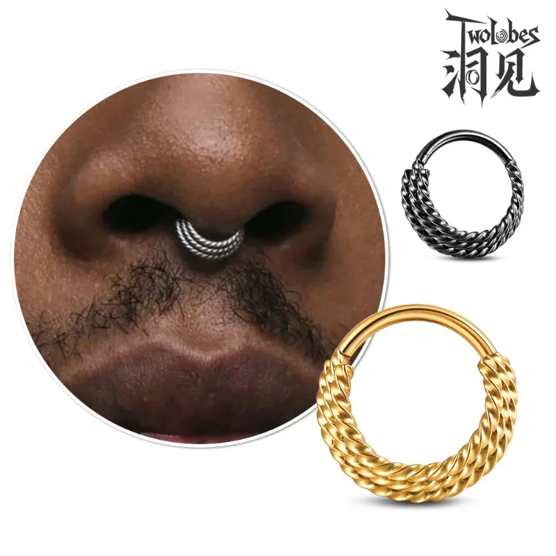 

HQ Knot Piercing Ring Hoop Nose Hypoallergenic Titanium Steel Ear Bone Rings Earring Nose Rings Body Jewelry Accessories Unisex