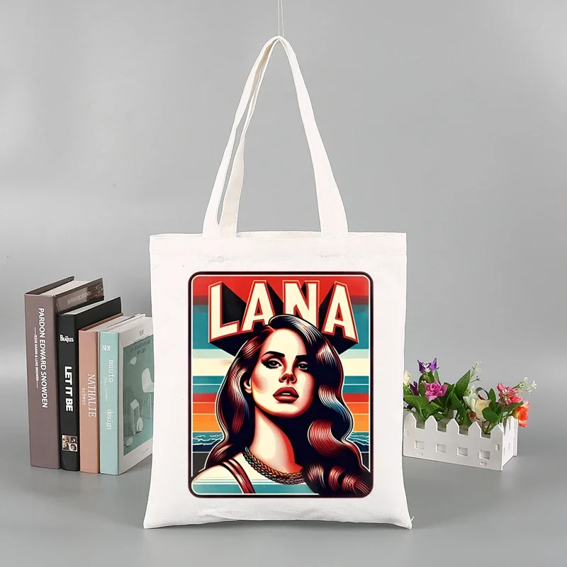 

Lana Del Rey Design Shoulder Canvas Shopping Bags Print Tote Bag Eco Reusable Shopper Bag Canvas Shoulder Bag Large Handbag