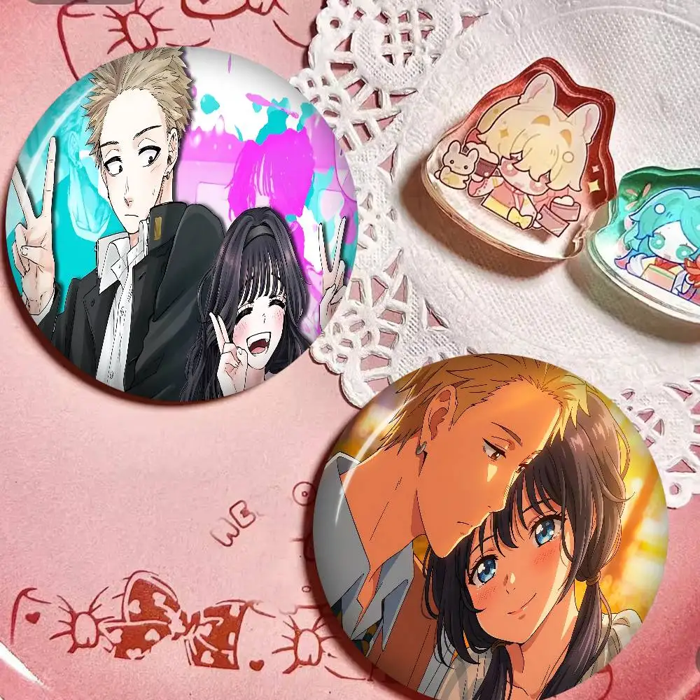 Anime T-The Fragrant Flower Blooms With Dignity Round Button Pins Slogan Creative Brooches Backpack Clothes Decoration Jewelry