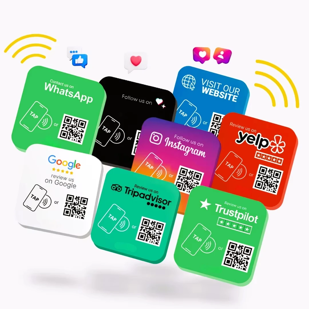 Tap or Scan Contactless Qr Code Sign Acrylic NFC QR Code Plaque Google Review Social Media QR Plate Google Review NFC Tag