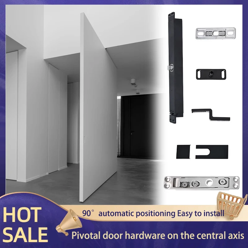 Hidden-Type Earth Shaft Aluminum Frame Automatic Door 360-Degree Ground Spring Grooved-Free Central Shaft Rotating Door