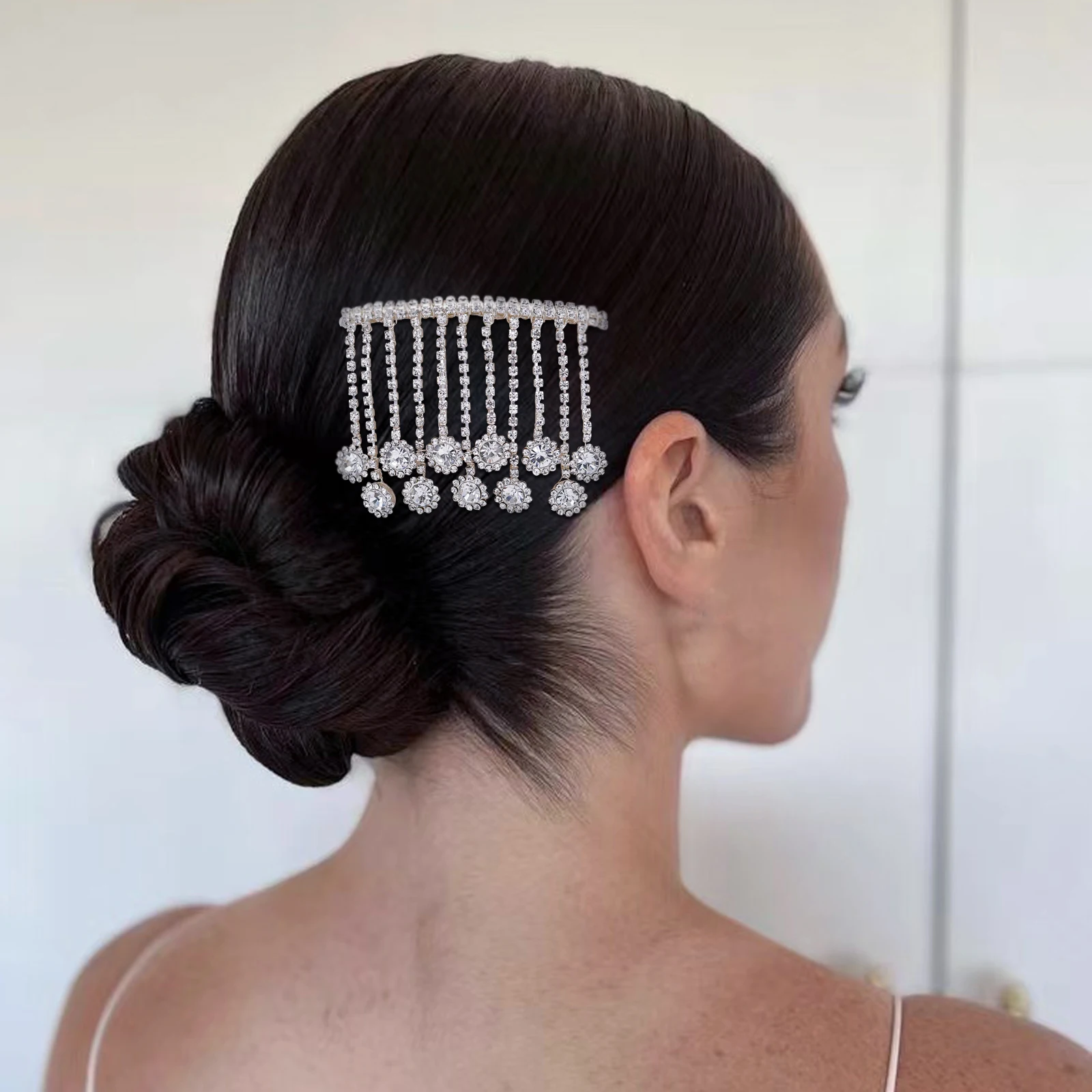 Peine de novia con borla, cadena de perforación, pinza para el pelo para mujer y niña, accesorios para el cabello de boda, tocado de novia, regalo de dama de honor, HP555