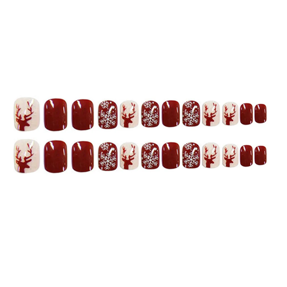 72 Pcs Christmas Nail Stickers Full Cover False Nails Coverage Decals Xmas Fake Tip Tips Abs