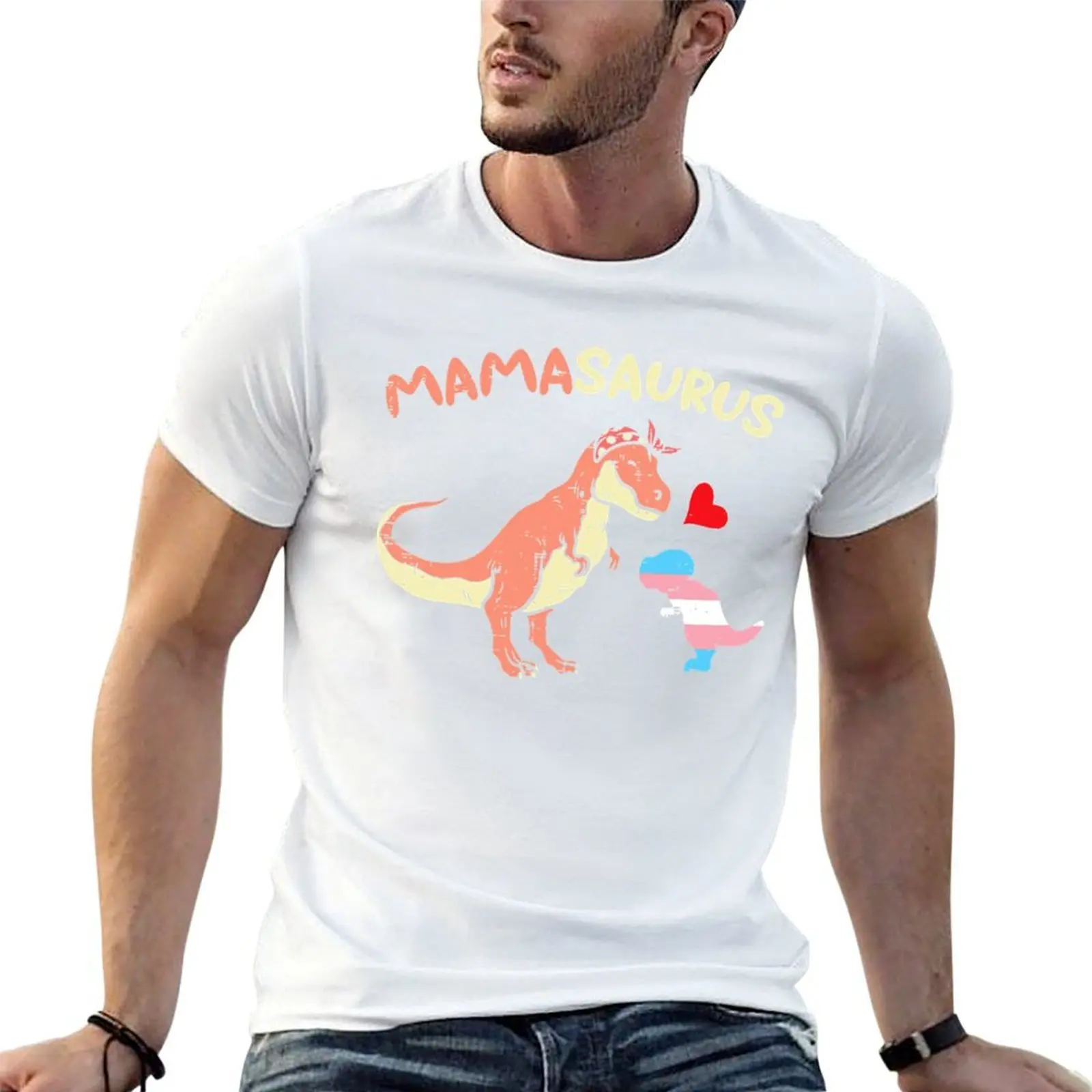

Womens Mamasaurus Transgender Trex Trans Pride Dino Flag Mom T-Shirt man t shirt cotton high quality t shirt man casual T-Shirt