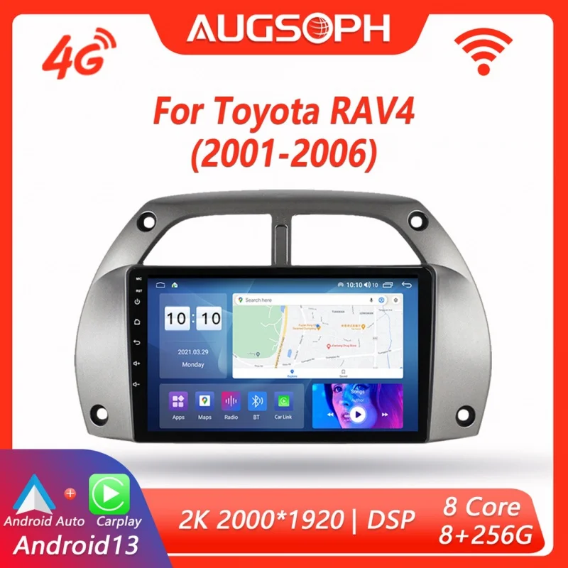 

Android 13 Car Radio for Toyota RAV4 2001-2006, 9inch 2K Multimedia Player with 4G Carplay DSP & 2Din GPS Navigation.