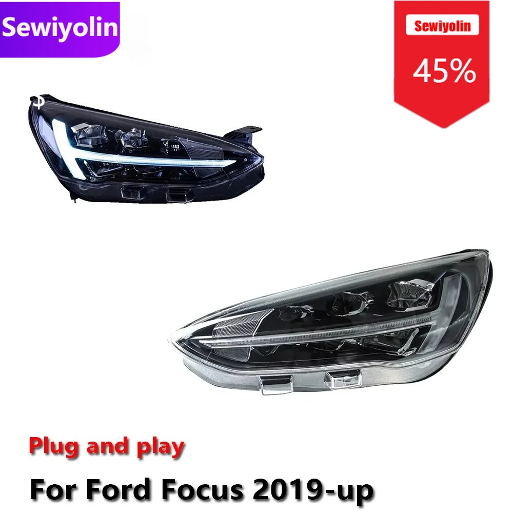 

Автомобильные светодиодные фары DRL в сборе для Ford Focus 2019-up противотуманные фары DRL тормозной указатель поворота Plug and Play